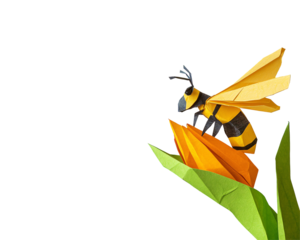 a paper bee on a flower