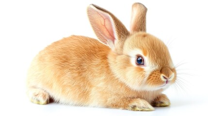 Obraz premium Playful brown bunny in a cheerful pose with soft fur, showcasing bright eyes and floppy ears, ideal for festive animal-themed backgrounds.