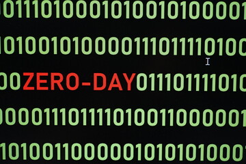 ZERO-DAY text and binary code concept from the desktop computer screen,ZERO-DAY vulnerability...