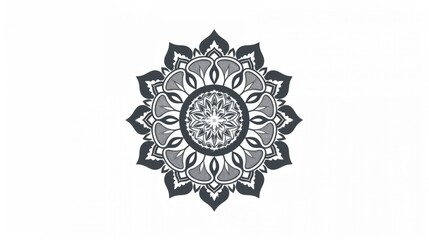 An intricate mandala logo designed in a flat style with high contrast between the solid background and the detailed pattern within each flower shape.