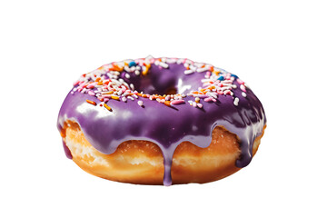 "Delicious Glazed Donut with Colorful Sprinkles on a Transparent Background, Perfect for Dessert Menus and Sweet Treat Promotions"