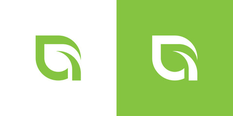 Green leaf logo in abstract letter G, simple leaf logo © PaulStd