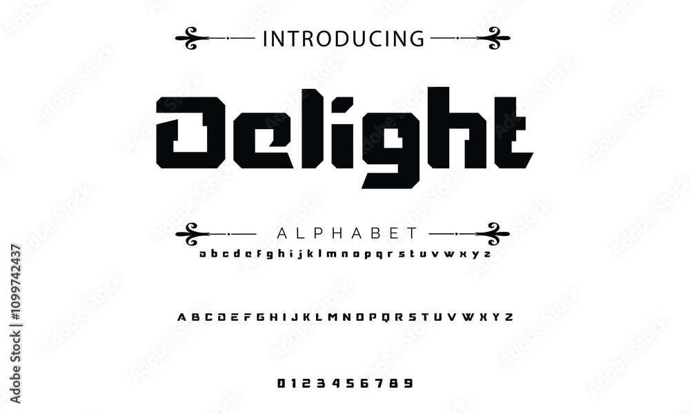 Fototapete modern techno font, futuristic line type of english alphabet letters and numbers. minimal tech typef
