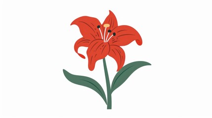 Simple lily flower vector illustration isolated on white background, printable clipart
