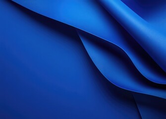 Blue background with abstract waves, folds, and lines of blue paper, creating a dynamic and elegant design