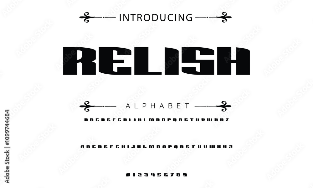Poster modern techno font, futuristic line type of english alphabet letters and numbers. minimal tech typef