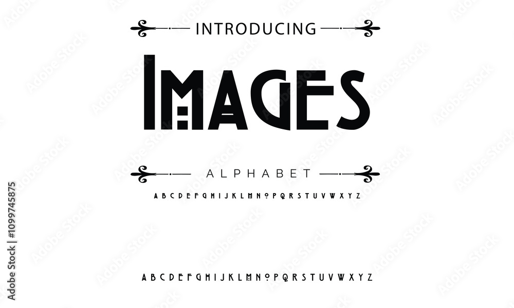 Poster modern techno font, futuristic line type of english alphabet letters and numbers. minimal tech typef