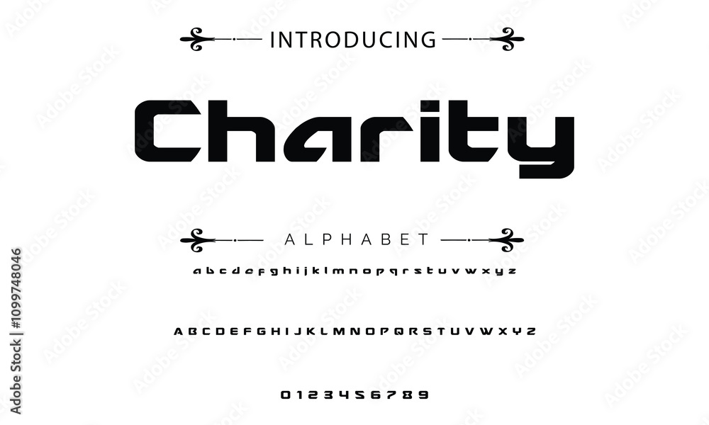 Fototapete modern techno font, futuristic line type of english alphabet letters and numbers. minimal tech typef