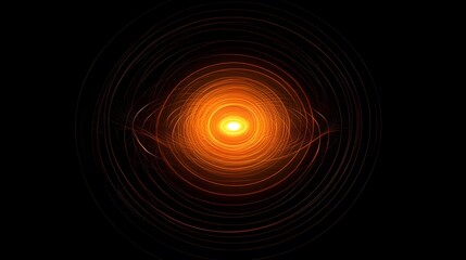 A dark background with light orange lines that form circles and spiral shapes