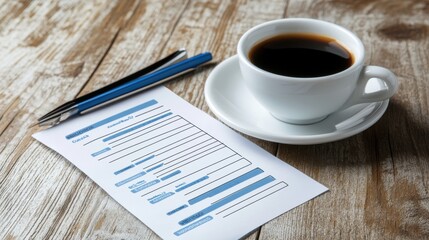 Feedback Form with Coffee on a Wooden Table