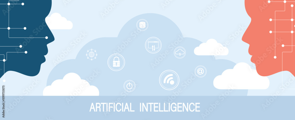 Fototapete artificial intelligence and computer techmology background