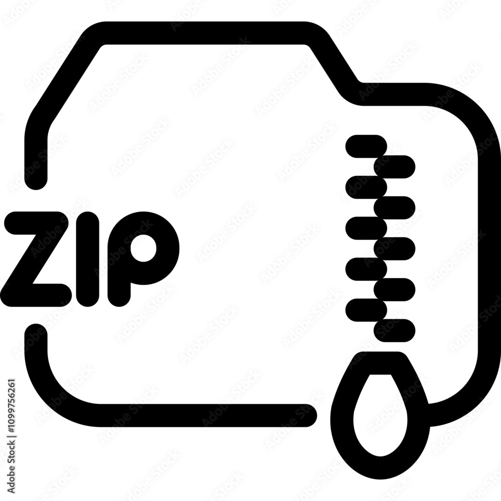 Aufkleber graphic representation of a zipped bag showcasing a modern design with a simple outline and clear fe