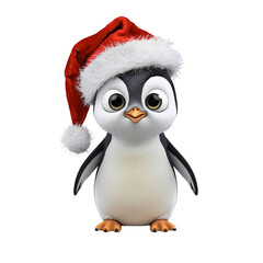 Fototapeta premium A cute penguin with big eyes on white background 