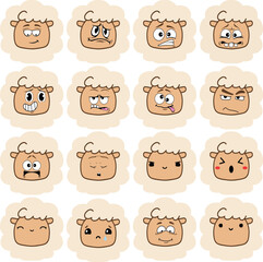 Naklejka premium Sheep Face Emoji - Set 4