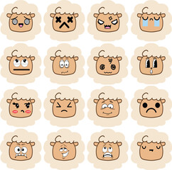 Fototapeta premium Sheep Face Emoji - Set 9