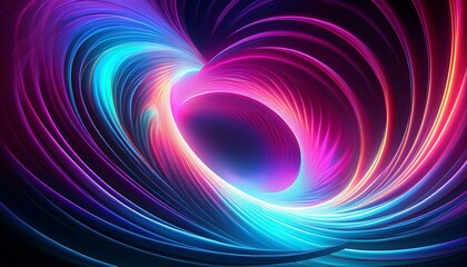 Fototapeta premium Abstract swirling vortex of vibrant neon lines creating a hypnotic tunnel effect.