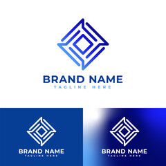 Square tech IC power logo symbol icon flat stock vector design