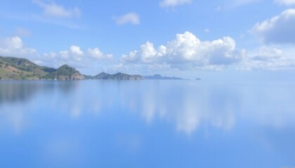 view of a body of water with a mountain in the background
