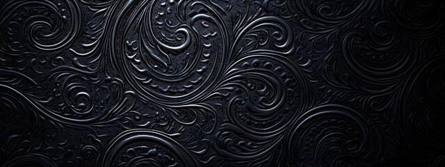 A black background with subtle paisley patterns in gray, creating an elegant and sophisticated design for phone wallpaper