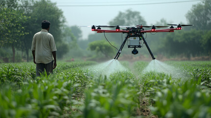 Indian farmer uses drone technology for crop management