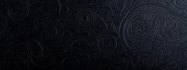 A black background with subtle paisley patterns in gray, creating an elegant and sophisticated design for phone wallpaper
