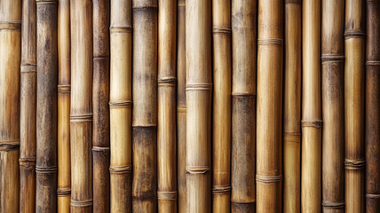 Naklejka premium Beautiful texture of a woven bamboo wall background