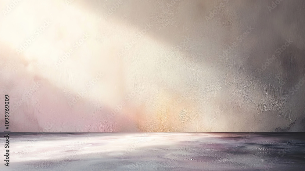 Poster abstract painting of light reflection on textured empty wall surface