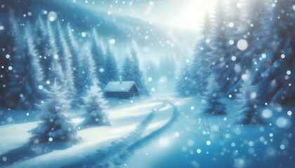 Soft Blue Winter Snowfall Background