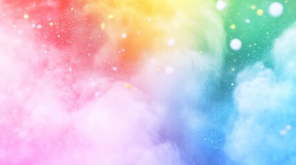 Fototapeta premium Abstract colorful explosion of rainbow powder in a cloud of vibrant hues, resembling a festive or artistic theme.