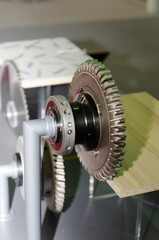 Fototapeta premium A wood cutting machine at display at an industry fair