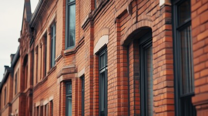Obraz premium Classic Brick Row Houses: A Glimpse into Urban Architecture