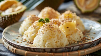 Sweet Sticky Rice with Pineapple and Sesame Seeds: A Delicious Asian Dessert