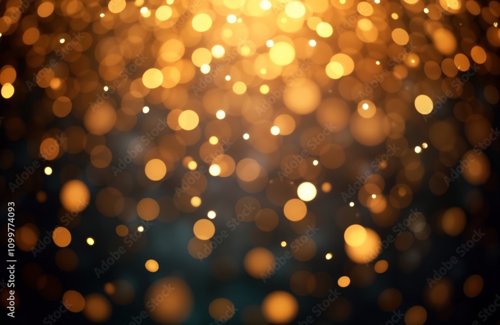 Aufkleber golden confetti sparkles in festive ambiance. abstract bokeh effect creates celebration atmosphere. 
