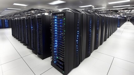 Modern Data Center Server Room  High Tech IT Infrastructure