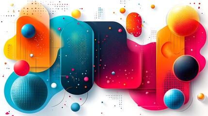 Obraz premium Dynamic 3D spheres with colorful gradients floating against a white background