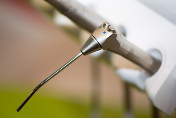 Dental Tools in dentistry clinic. Close-up of dental tool equipment in stomatology clinic.