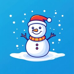 Fototapeta premium Snowman Outline. Cartoon Character Celebrates Christmas in Winter Wonderland