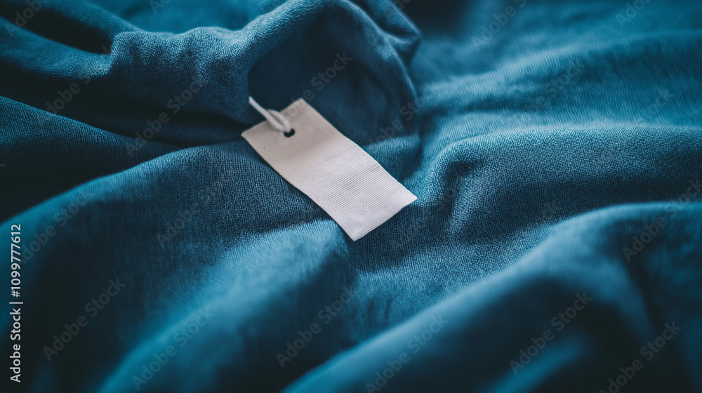Aufkleber fabric texture with a tag showcasing deep blue color in a soft and inviting arrangement during dayli