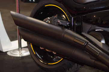Detail of motorcycle exhaust pipes