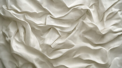 Obraz premium Textured white fabric draped artistically, highlighting soft folds and gentle waves for a calming aesthetic