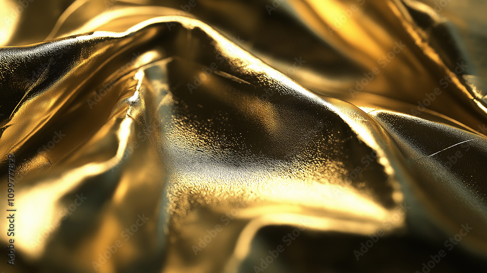 Poster textured golden fabric creating a luxurious and elegant appearance in a close-up view with soft ligh