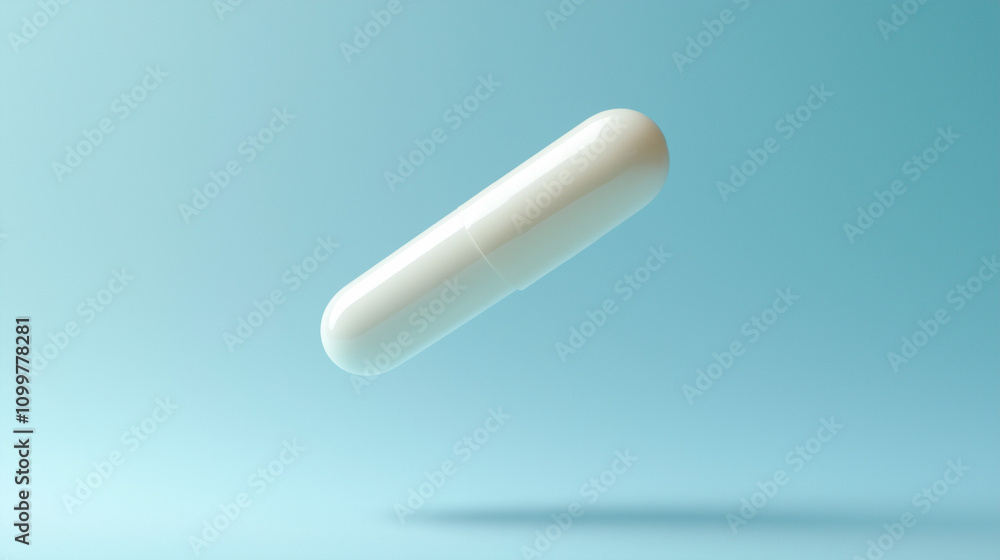 Aufkleber white capsule floating against a soft blue background creating a calming and minimalist aesthetic