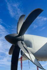 Aircraft propeller. A propeller from a modern turboprop aircraft engine