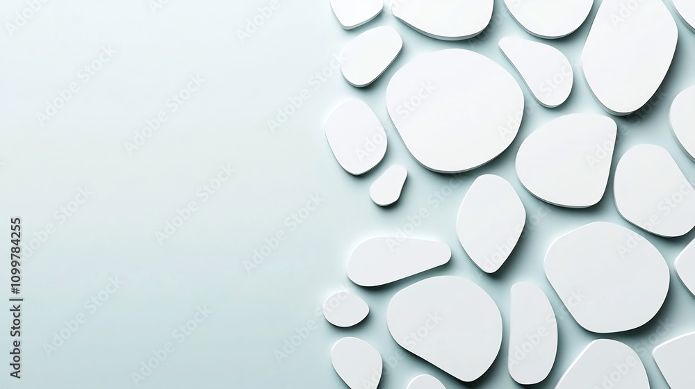 Poster minimalist overlapping transparent white shapes abstract background