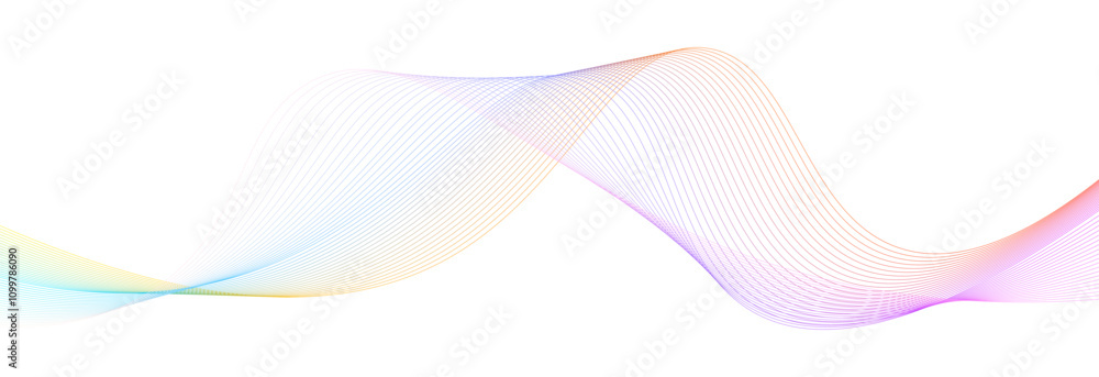 Poster dynamic flowing wave lines design element. futuristi ccolorful sound wave pattern