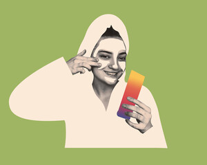 Contemporary Art Collage: Facial Care and Beauty Masks