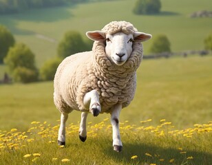 Obraz premium Happy sheep on a meadow