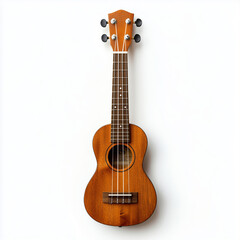 Obraz premium Unique wooden ukulele on white background for inspiration