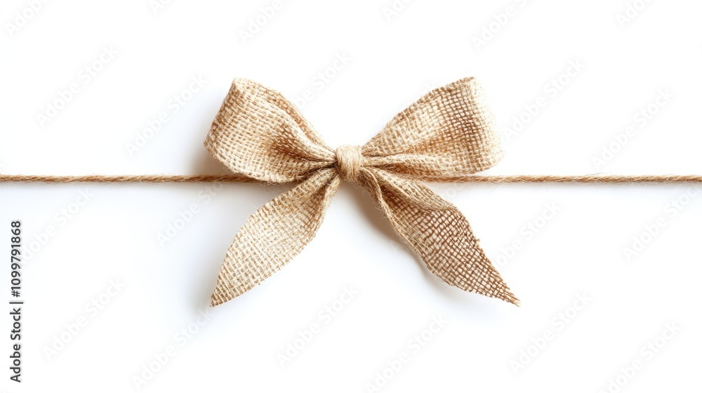 Poster isolated white background featuring a single string tied in a decorative bow