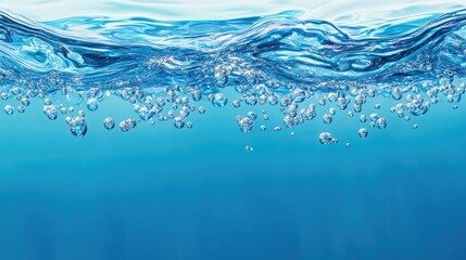 Obraz premium Vibrant blue water surface featuring gentle ripples and bubbles Vertical orientation showcasing a natural backdrop